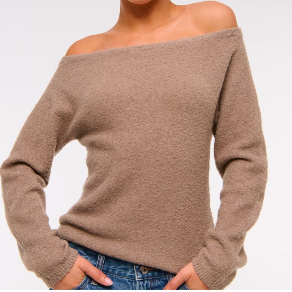 Boucle off the shoulder sweater